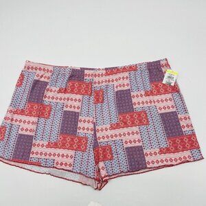 BP Womens Plus Size 3X Snowflake Print Brushed Knit Sleep Shorts Red/Blue 082